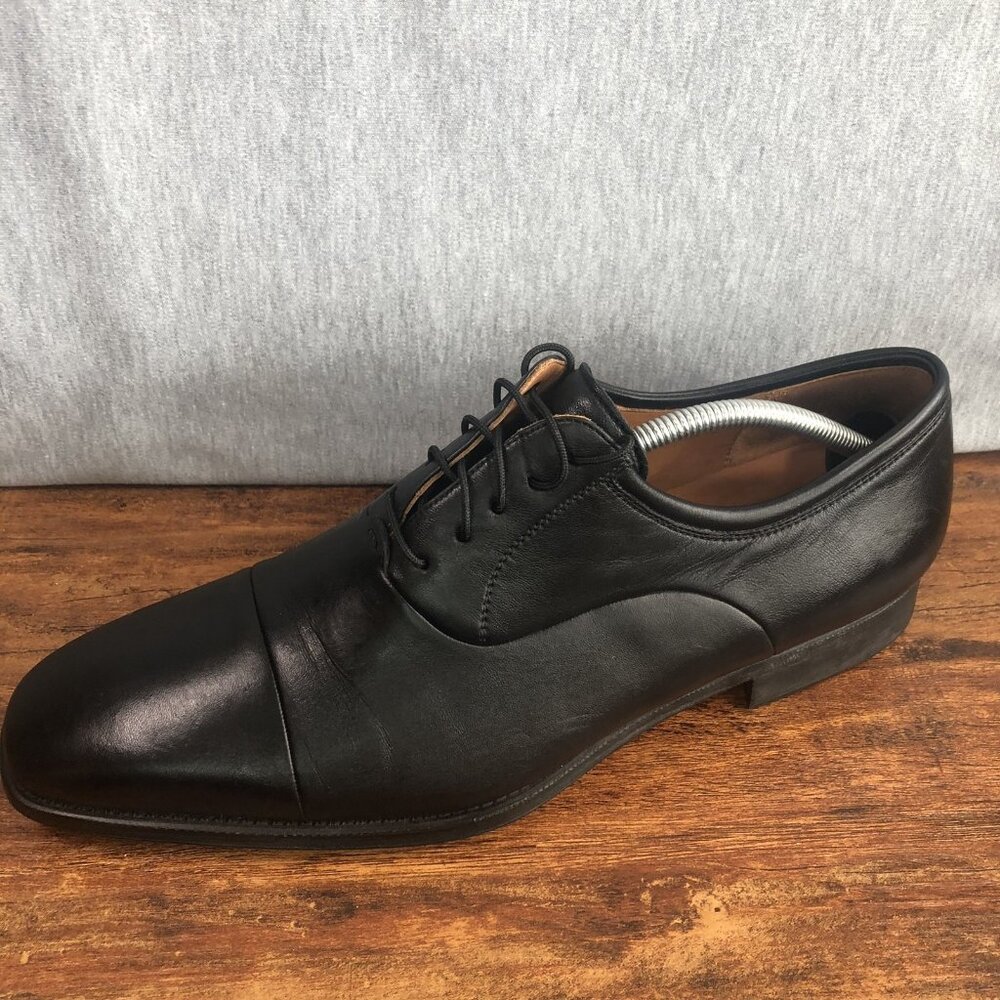 Magnanni Men’s Federico Oxford Dress Shoe Sz 11.5 Black Leather Cap Toe GUC - Picture 6 of 11